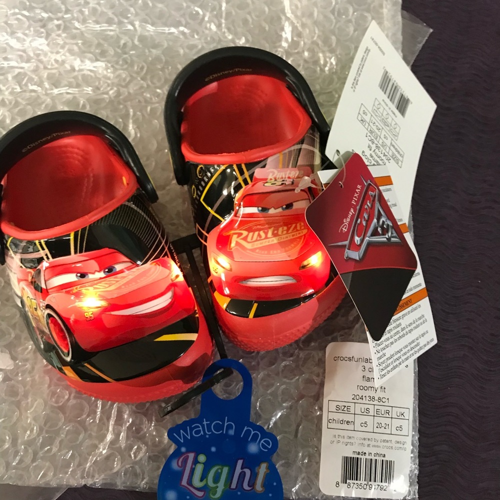 NWT Discontinued Light Up Cars Movie CROCS
